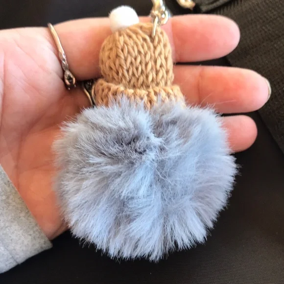 Black Women's Travel Duffel Bag with Pom Keychain - Picture 8 of 8